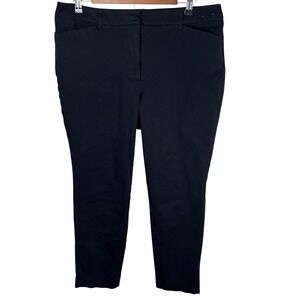 Worthington Women's Modern Mid‎ Rise Cotton Black Slim Ankle Pants Size 14 Tall